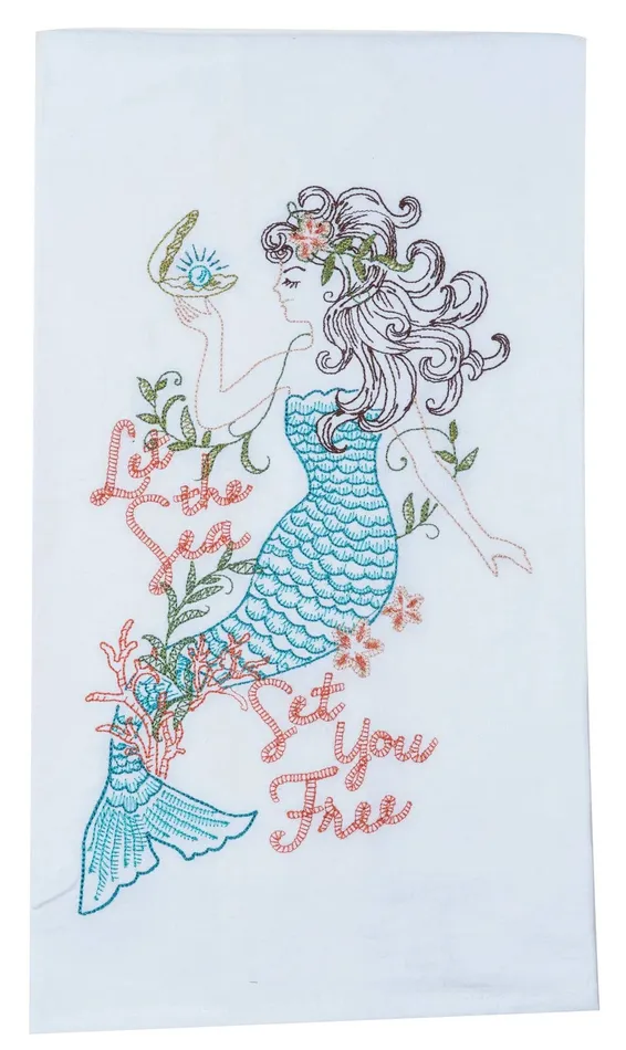 Necklaces KAYDEEDESIGNS Flour Sack Mermaid Embroidered