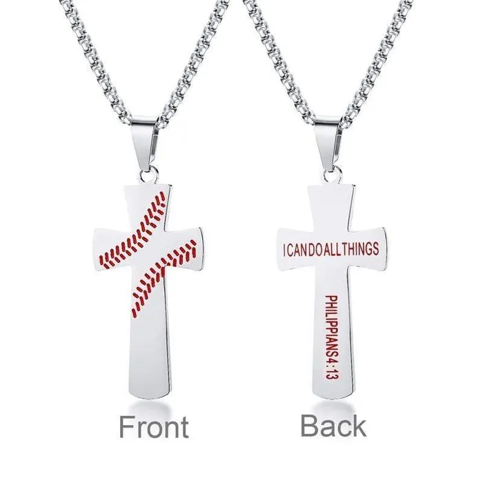 Necklaces Lords Guidance Mens Christian Necklace br I Can Do All Things Baseball Silver Necklaces Lords Guidance Mens Christian Necklace br I Can Do All Things Baseball Silver