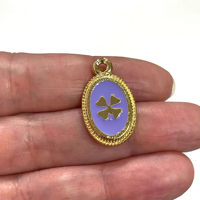 Necklaces Peppy Beads 24Kt Gold Plated Enamelled Clover Pendant