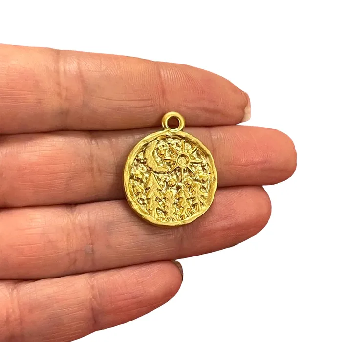 Necklaces Peppy Beads 24Kt Matte Gold Plated Moon and Sun Forest Charms Gold Moon and Sun Forest Charms 2 pcs in a pack Necklaces Peppy Beads 24Kt Matte Gold Plated Moon and Sun Forest Charms Gold Moon and Sun Forest Charms 2 pcs in a pack