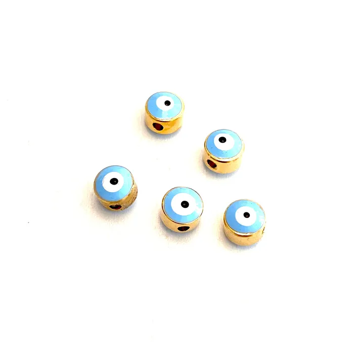 Necklaces Peppy Beads 7mm 24K Gold Plated Baby Blue Evil Eye Beads 7mm 24K Gold Plated Evil Eye Spacers 5 Pcs in a Pack Necklaces Peppy Beads 7mm 24K Gold Plated Baby Blue Evil Eye Beads 7mm 24K Gold Plated Evil Eye Spacers 5 Pcs in a Pack