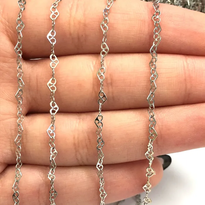 Necklaces Peppy Beads Rhodium Plated Brass Heart Chain 4x3 mm Rhodium Plated Heart Chain Necklaces Peppy Beads Rhodium Plated Brass Heart Chain 4x3 mm Rhodium Plated Heart Chain