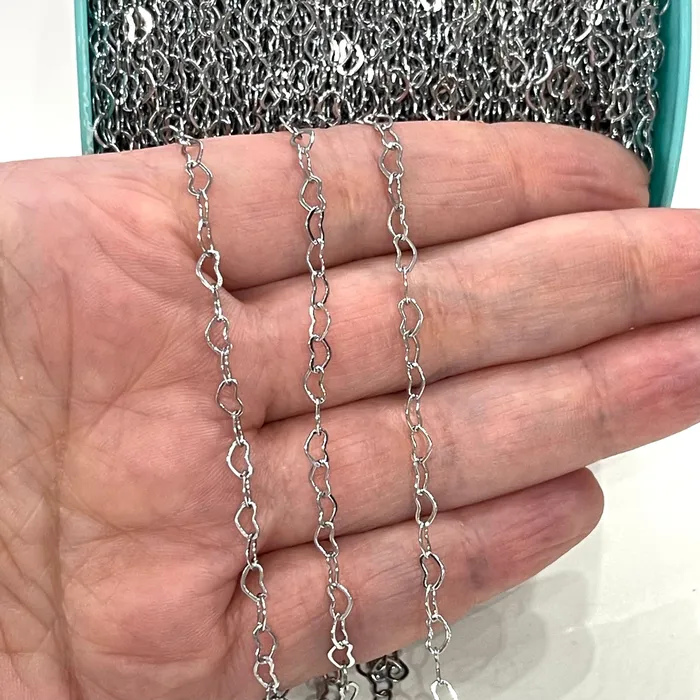 Necklaces Peppy Beads Rhodium Plated Brass Heart Chain 5x3 mm Rhodium Plated Heart Chain Necklaces Peppy Beads Rhodium Plated Brass Heart Chain 5x3 mm Rhodium Plated Heart Chain