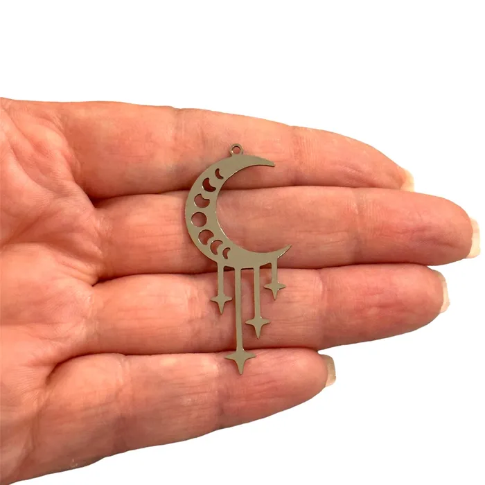Necklaces Peppy Beads Stainless Steel Phases of Moon and Stars Crescent CharmLaser Cut Phases of Moon and Stars Crescent Charm Necklaces Peppy Beads Stainless Steel Phases of Moon and Stars Crescent CharmLaser Cut Phases of Moon and Stars Crescent Charm