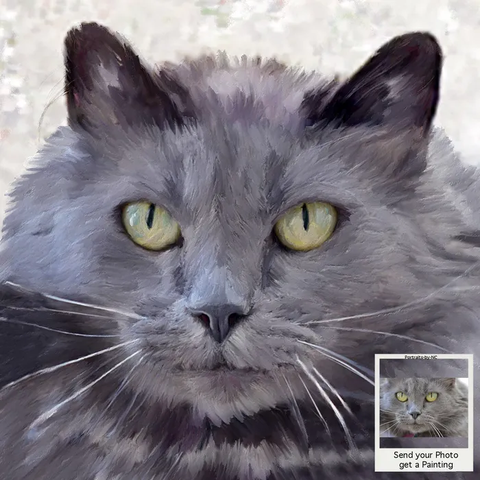 Necklaces Portraits by NC Custom Painted Cat Portrait Grey Cat Digital Painting Necklaces Portraits by NC Custom Painted Cat Portrait Grey Cat Digital Painting