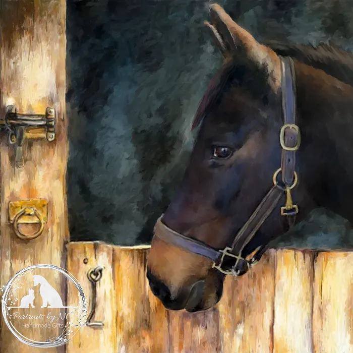 Necklaces Portraits by NC Dark Brown Horse Digital Portrait Custom Painted Portrait Necklaces Portraits by NC Dark Brown Horse Digital Portrait Custom Painted Portrait