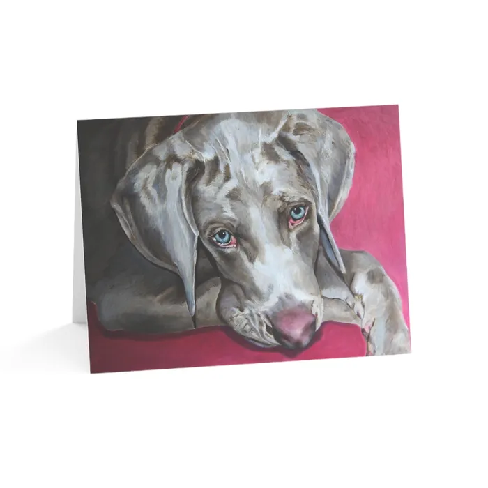 Necklaces Portraits by NC Weimaraner Greeting Card Folded Greeting Cards 1 10 30 and 50pcs