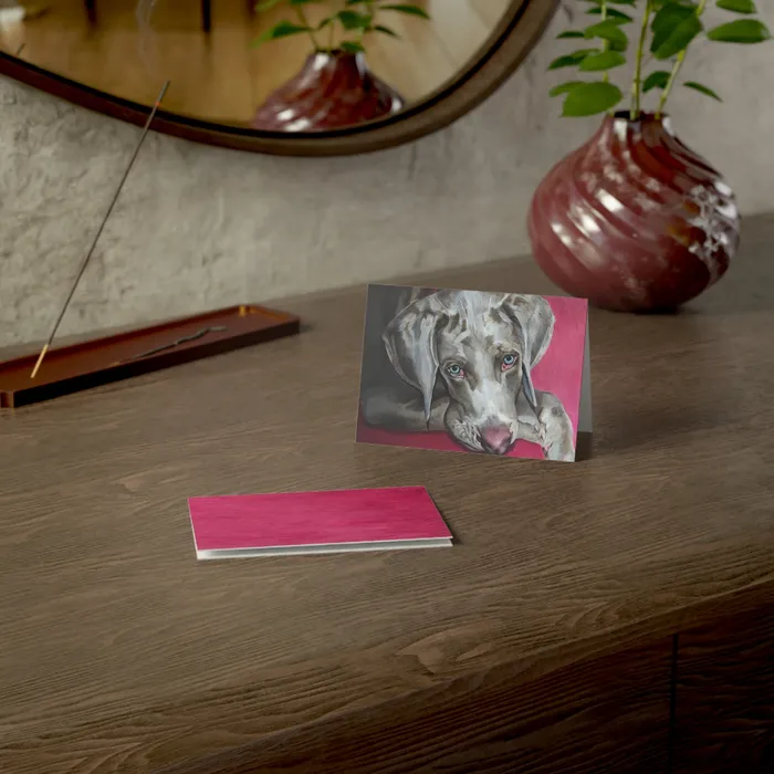 Necklaces Portraits by NC Weimaraner Greeting Card Folded Greeting Cards 1 10 30 and 50pcs