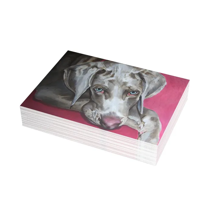 Necklaces Portraits by NC Weimaraner Greeting Card Folded Greeting Cards 1 10 30 and 50pcs