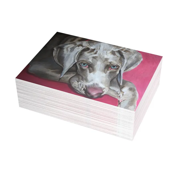 Necklaces Portraits by NC Weimaraner Greeting Card Folded Greeting Cards 1 10 30 and 50pcs