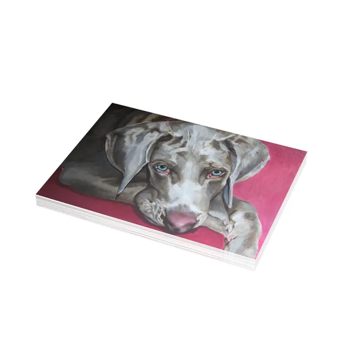 Necklaces Portraits by NC Weimaraner Greeting Card Folded Greeting Cards 1 10 30 and 50pcs