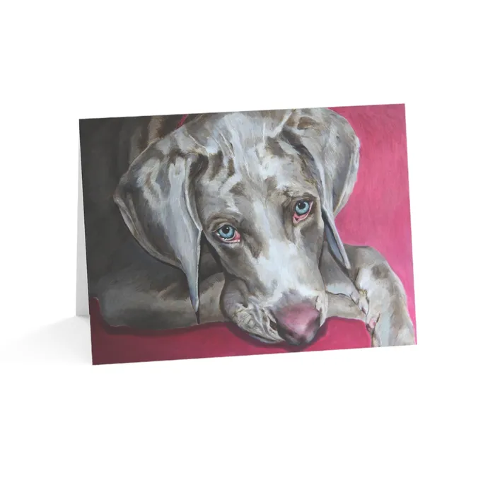 Necklaces Portraits by NC Weimaraner Greeting Card Folded Greeting Cards 1 10 30 and 50pcs