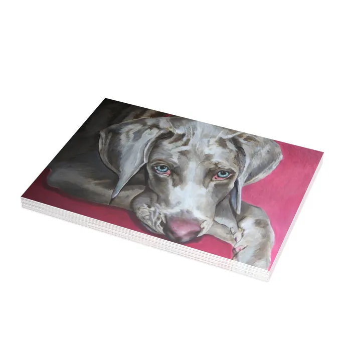 Necklaces Portraits by NC Weimaraner Greeting Card Folded Greeting Cards 1 10 30 and 50pcs