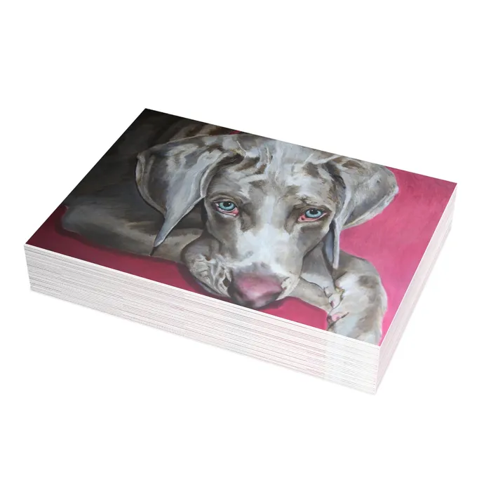 Necklaces Portraits by NC Weimaraner Greeting Card Folded Greeting Cards 1 10 30 and 50pcs