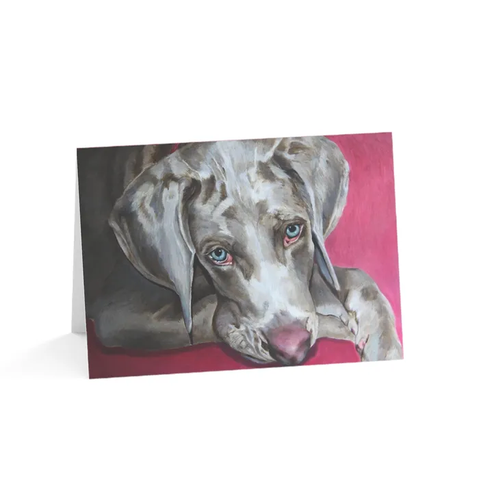 Necklaces Portraits by NC Weimaraner Greeting Card Folded Greeting Cards 1 10 30 and 50pcs
