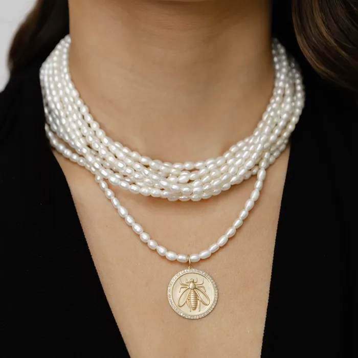Necklaces RACHEL LYNN CHICAGO 4mm Freshwater Pearl Five Strand Beaded Adjustable Necklace