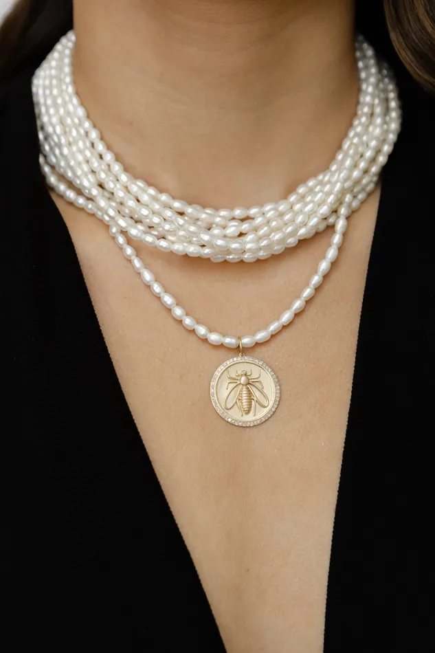 Necklaces RACHEL LYNN CHICAGO 4mm Freshwater Pearl Five Strand Beaded Adjustable Necklace