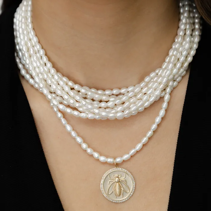 Necklaces RACHEL LYNN CHICAGO 4mm Freshwater Pearl Five Strand Beaded Adjustable Necklace