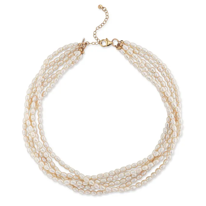 Necklaces RACHEL LYNN CHICAGO 4mm Freshwater Pearl Five Strand Beaded Adjustable Necklace