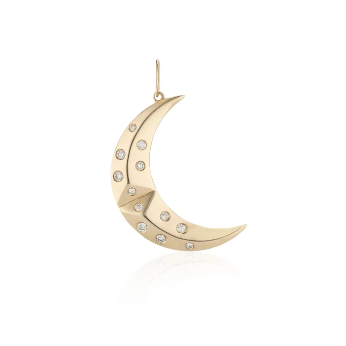 Necklaces RACHEL LYNN CHICAGO Gold and Diamond Geometric Moon Charm