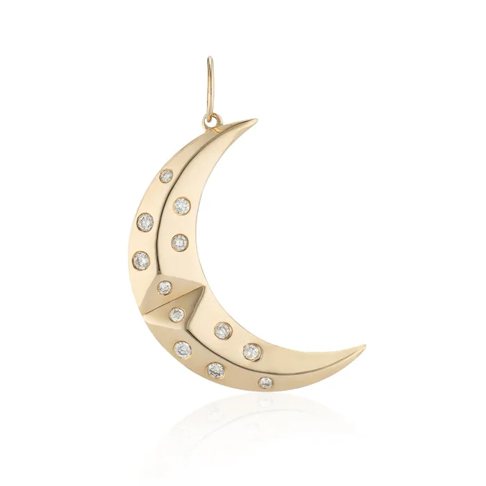 Necklaces RACHEL LYNN CHICAGO Gold and Diamond Geometric Moon Charm