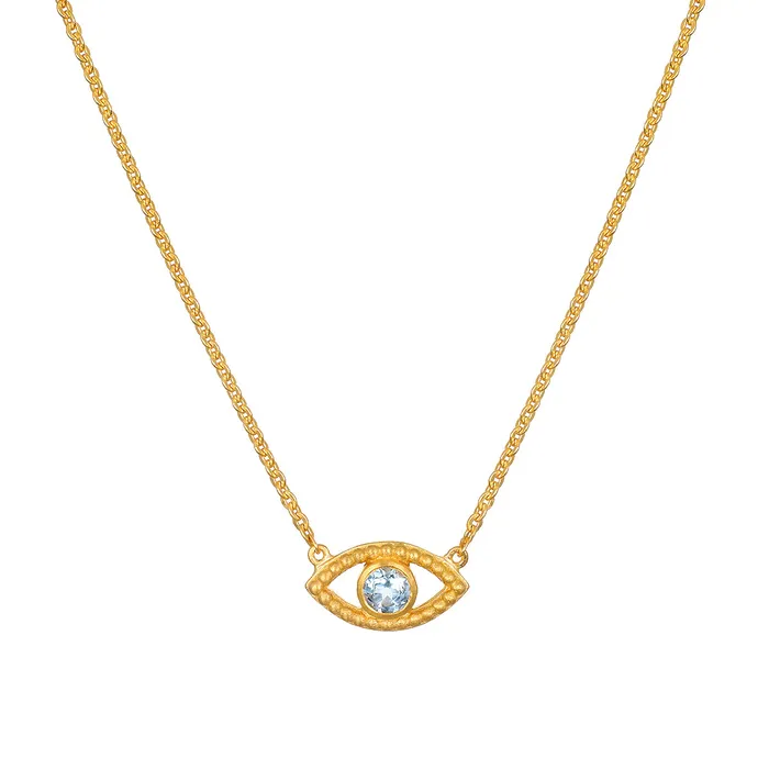 Necklaces Satya Evil Eye Blue Topaz Gold Choker Necklace