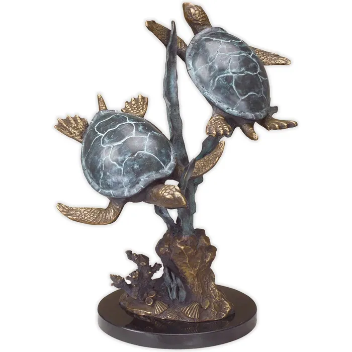 Necklaces Sea Turtle Duet with Seagrass Brass Sculpture by San Pacific International SANPACIFICINTL Necklaces Sea Turtle Duet with Seagrass Brass Sculpture by San Pacific International SANPACIFICINTL