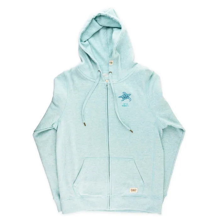 Necklaces TANKSTREAM Pacific Creations Womens Ocean Turtle Zip Hoodie Sky Blue Necklaces TANKSTREAM Pacific Creations Womens Ocean Turtle Zip Hoodie Sky Blue