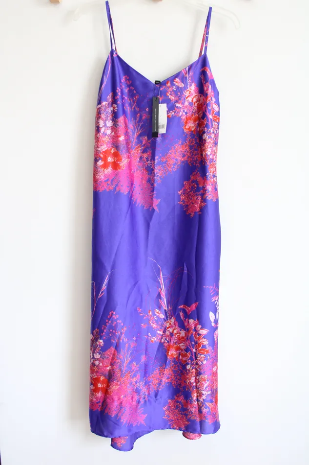 NEW Banana Republic Purple Satin Patterned Slip Dress 2 Banana Republic Earrings NEW Banana Republic Purple Satin Patterned Slip Dress 2 Banana Republic Earrings