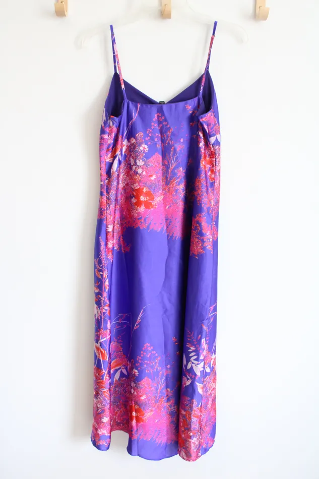 NEW Banana Republic Purple Satin Patterned Slip Dress 2 Banana Republic Earrings