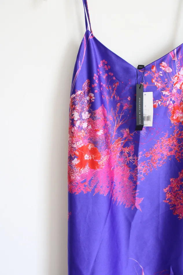 NEW Banana Republic Purple Satin Patterned Slip Dress 2 Banana Republic Earrings