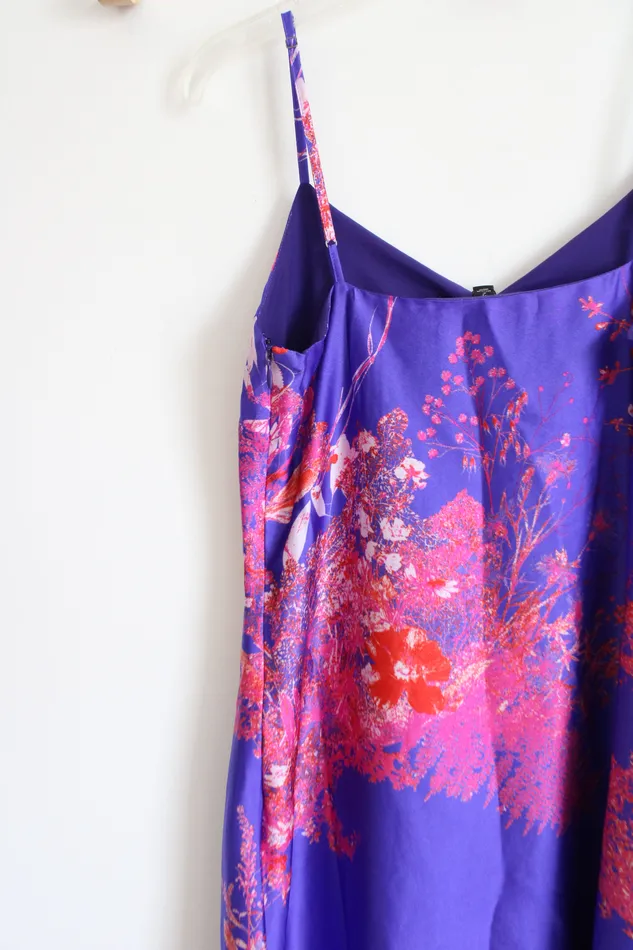 NEW Banana Republic Purple Satin Patterned Slip Dress 2 Banana Republic Earrings