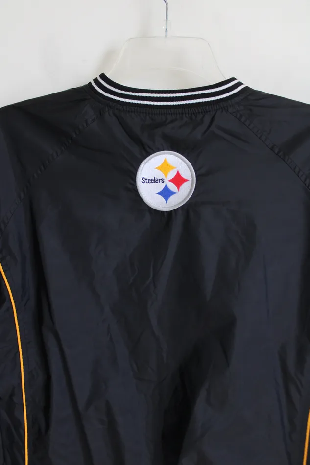 NFL Rings Vintage Pittsburgh Steelers Black Windbreaker Pullover Sweatshirt Youth L 1214
