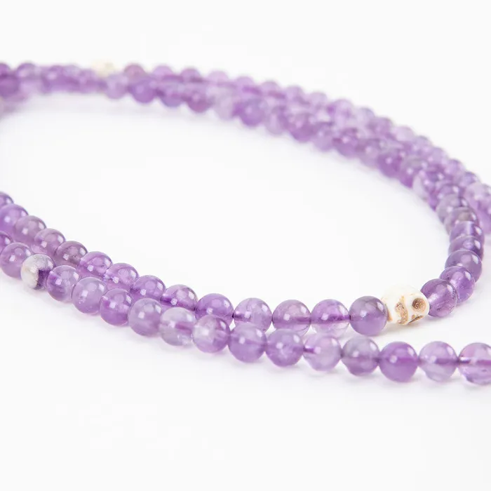 Nirvana Mala Necklaces Dzi Skull Amethyst Mala Necklace