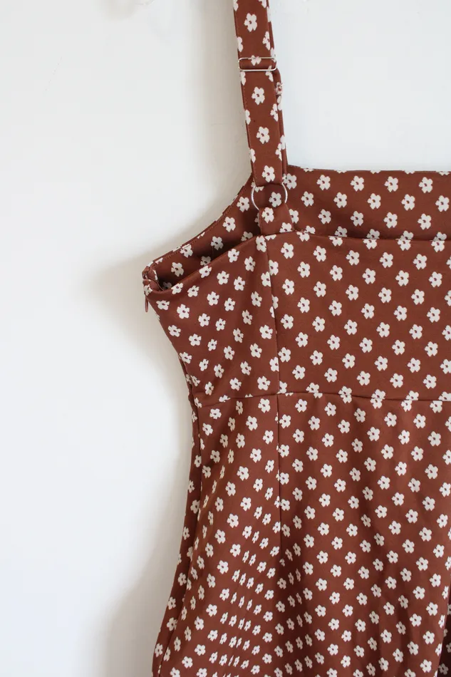 No Comment Rings No Comment Brown White Floral Dress L