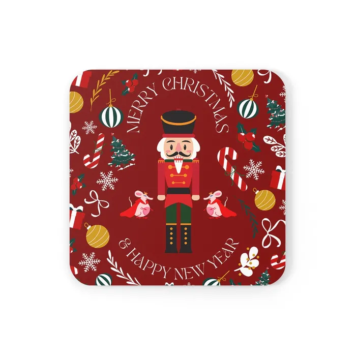 Nut Cracker Christmas Corkwood Coaster Set Portraits by NC Earrings