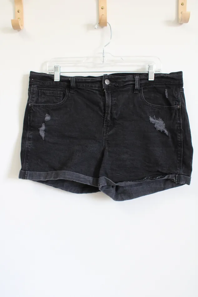Old Navy Boyfriend MidRise Black Distressed Shorts 14 Old Navy Rings