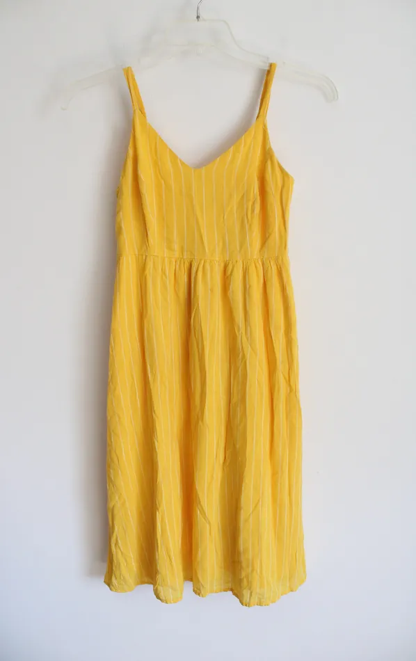 Old Navy Rings Old Navy Cami Yellow White Striped Dress XS Petite