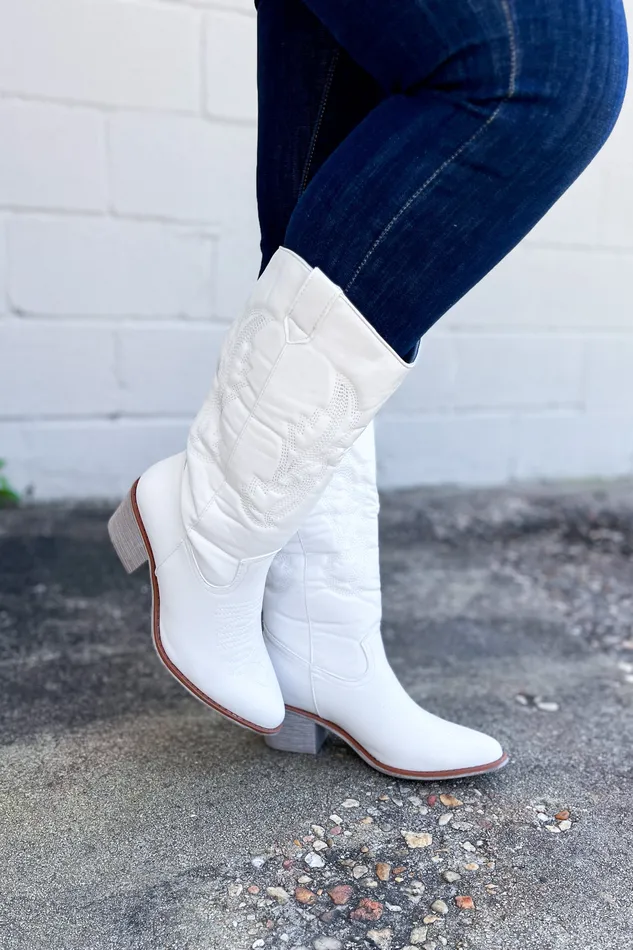 Olem Rings Shania White Cowgirl Boots