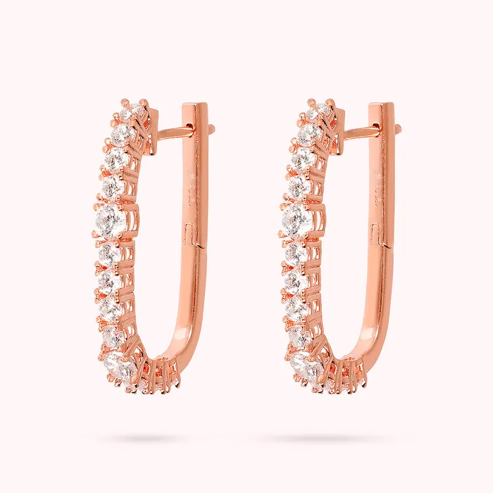 Orecchini a Cerchio Ovali Bicolore con Cubic Zirconia Bronzallure Earrings