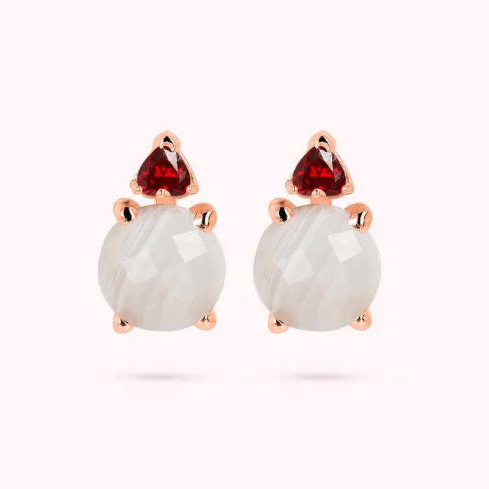 Orecchini a Lobo con Pietre Naturali e Cuore in Cubic Zirconia Bronzallure Earrings Orecchini a Lobo con Pietre Naturali e Cuore in Cubic Zirconia Bronzallure Earrings