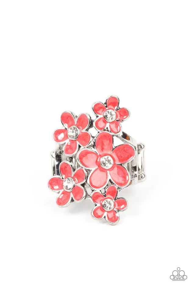Paparazzi Accessories Earrings Boastful Blooms Red
