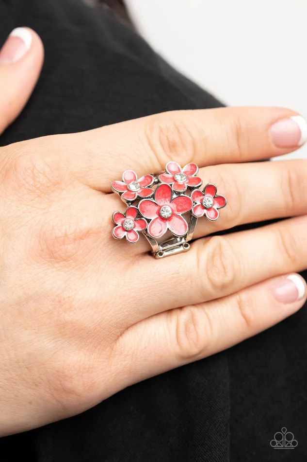 Paparazzi Accessories Earrings Boastful Blooms Red
