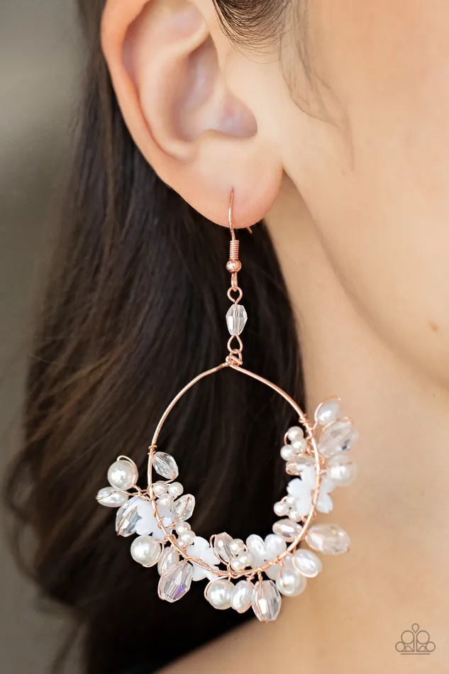 Paparazzi Accessories Earrings Floating Gardens Copper