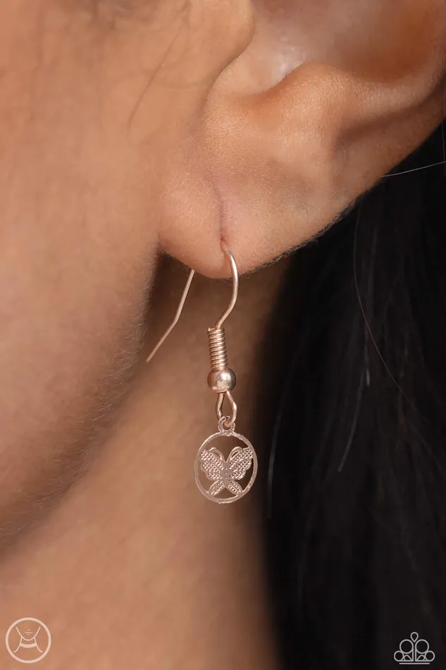 Paparazzi Accessories Earrings Fluttering Festival Rose Gold