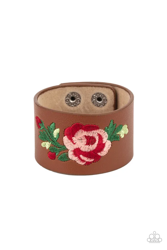 Paparazzi Accessories Earrings Rebel Rose Brown