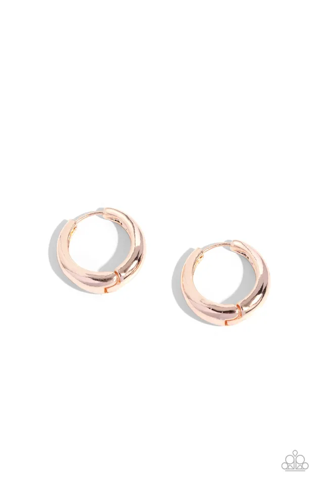 Paparazzi Accessories Earrings Streamlined Status Rose Gold