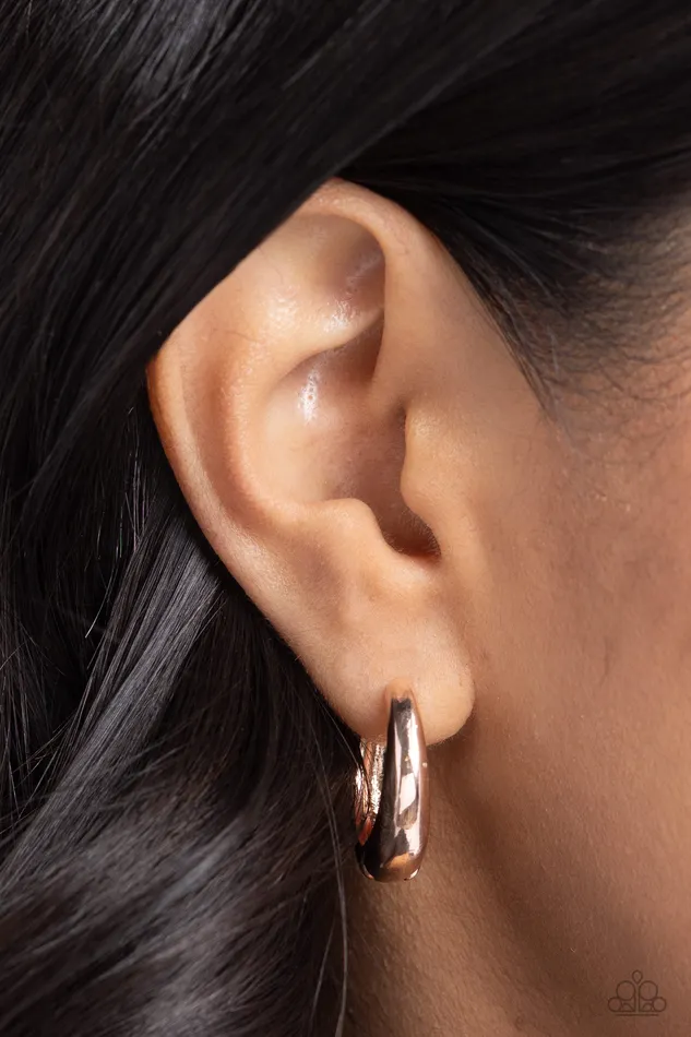 Paparazzi Accessories Earrings Streamlined Status Rose Gold