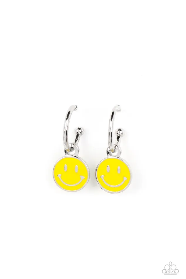 Paparazzi Accessories Earrings Subtle Smile Yellow