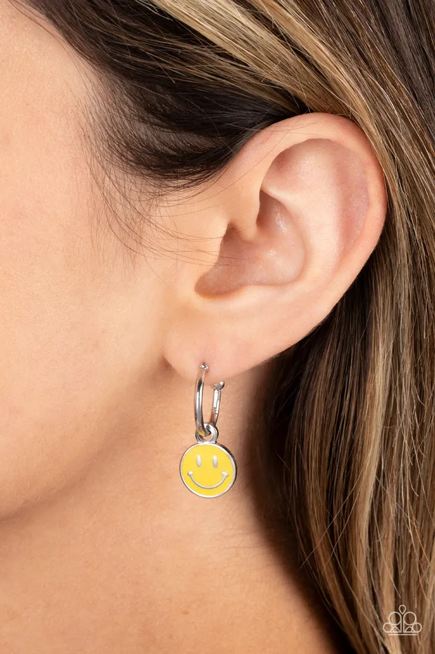 Paparazzi Accessories Earrings Subtle Smile Yellow